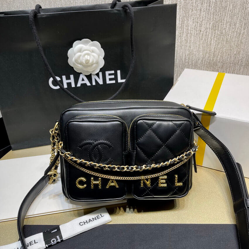 Chanel Calfskin Leather Camera Case AS2924 Black