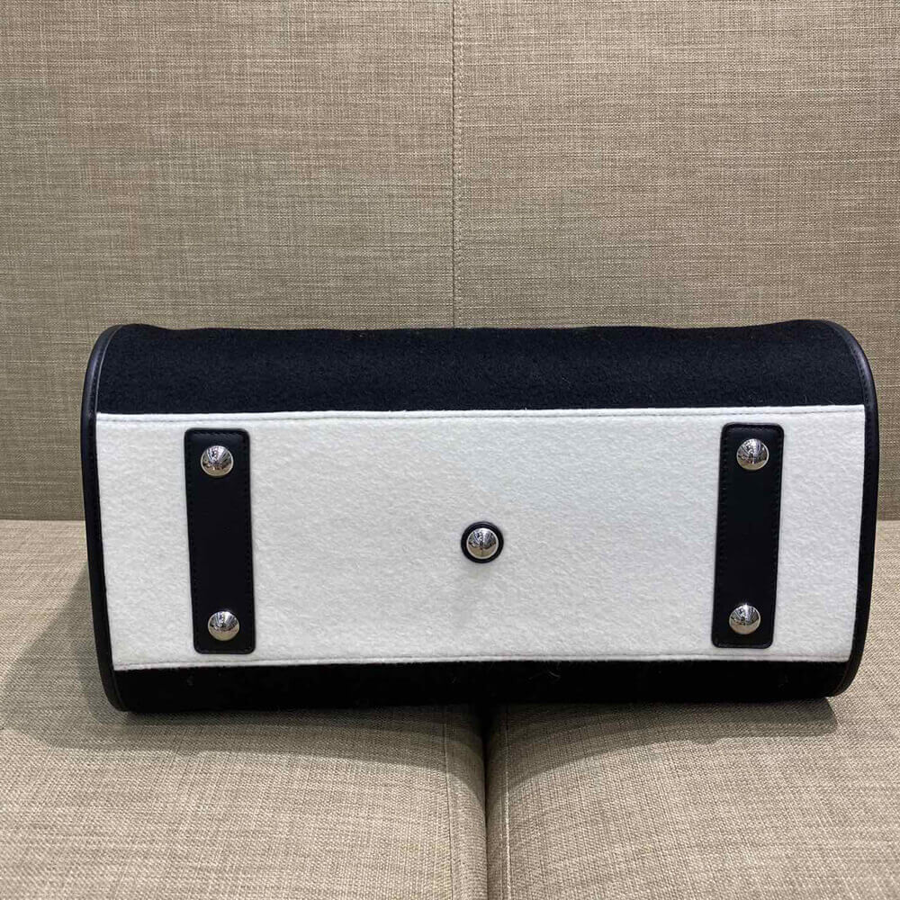 Chanel Wool Felt Deauville Shopping Bag A60598 Black/White