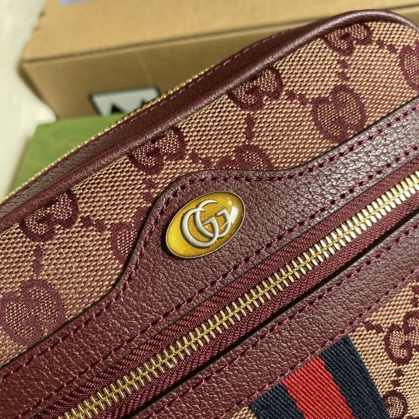 Gucci Ophidia Mini Bag With Web 517350 Burgundy