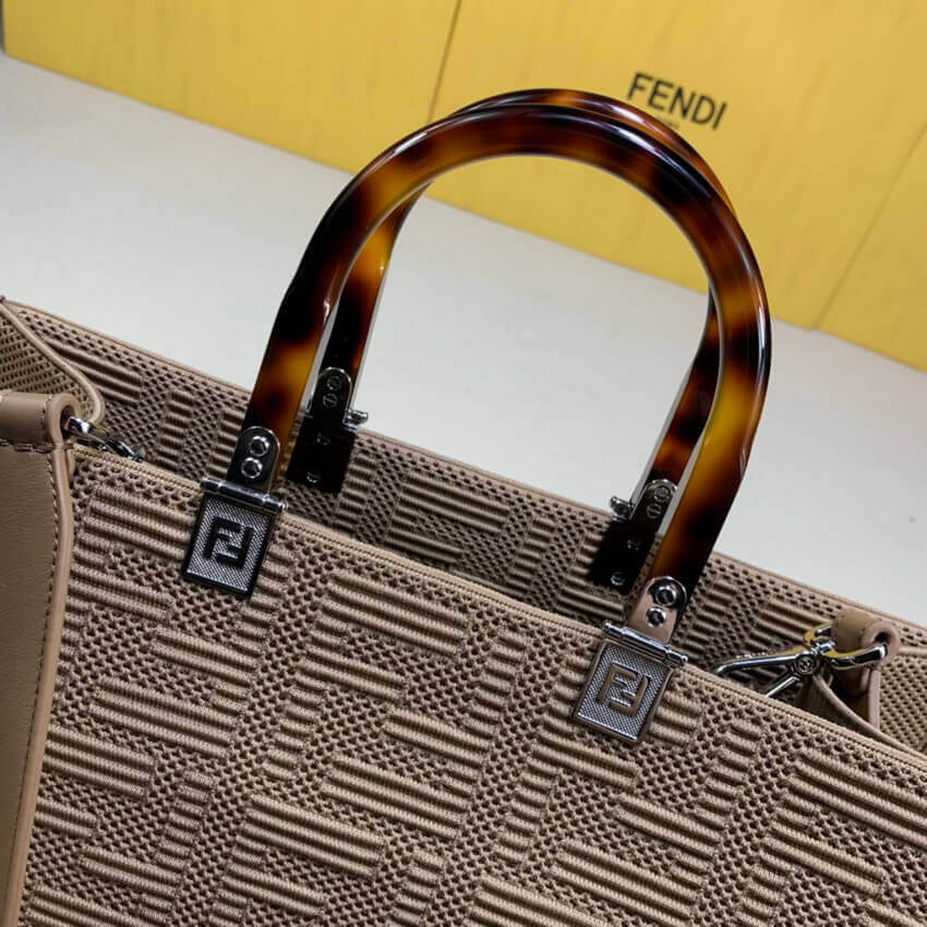 Fendi Medium Sunshine Tote Bag in Apricot FF Fabric 8BH386
