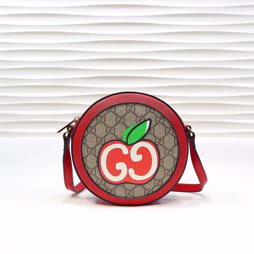 Gucci GG Apple Print Round Shoulder Bag 625216