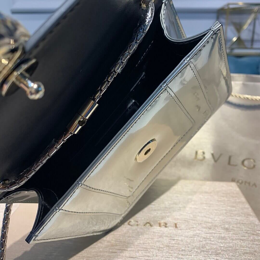 Bvlgari Serpenti Forever 20cm Crossbody Bag in Silver Brushed Metallic 281205