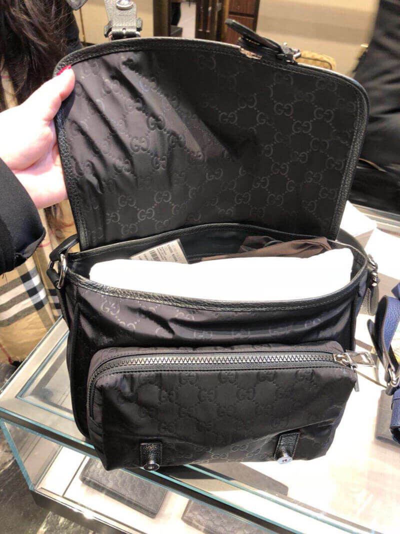 Gucci GG Guccissima Black Nylon Small Messenger Bag 510335