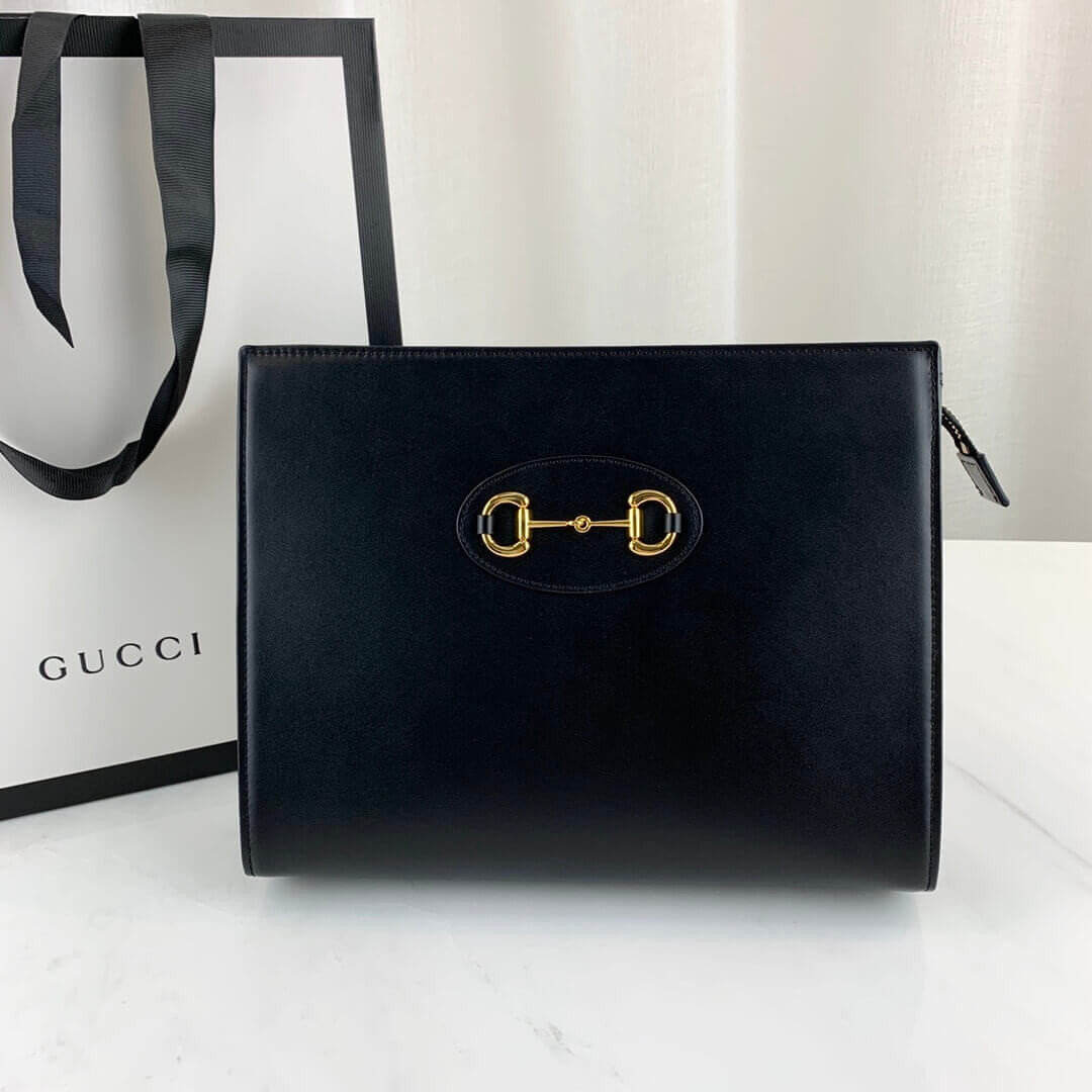 Gucci 1955 Horsebit-Embellished Leather Pouch 621890