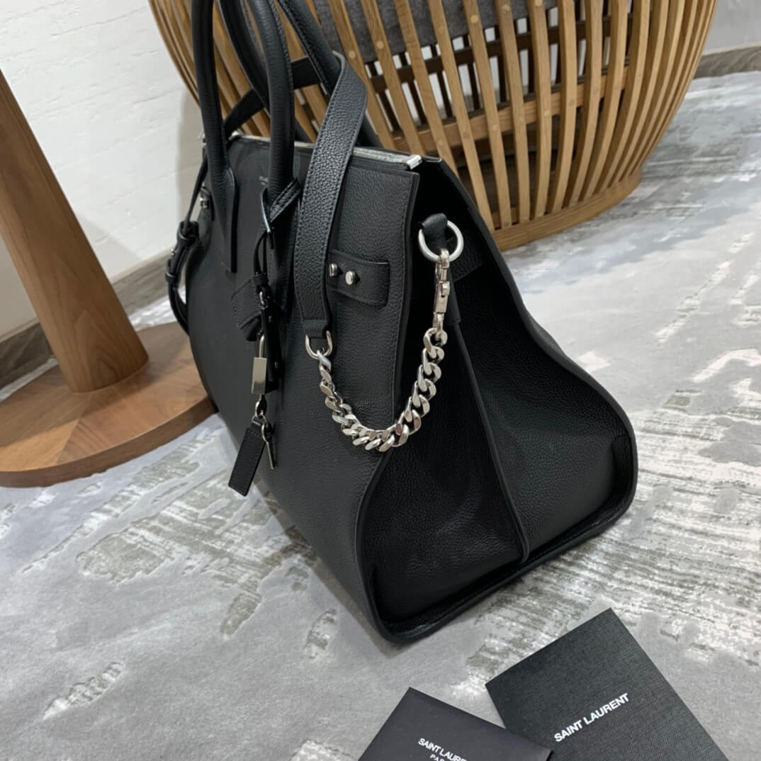 Saint Laurent Sac De Jour Souple 36 Duffle Bag In Grained Leather 491714