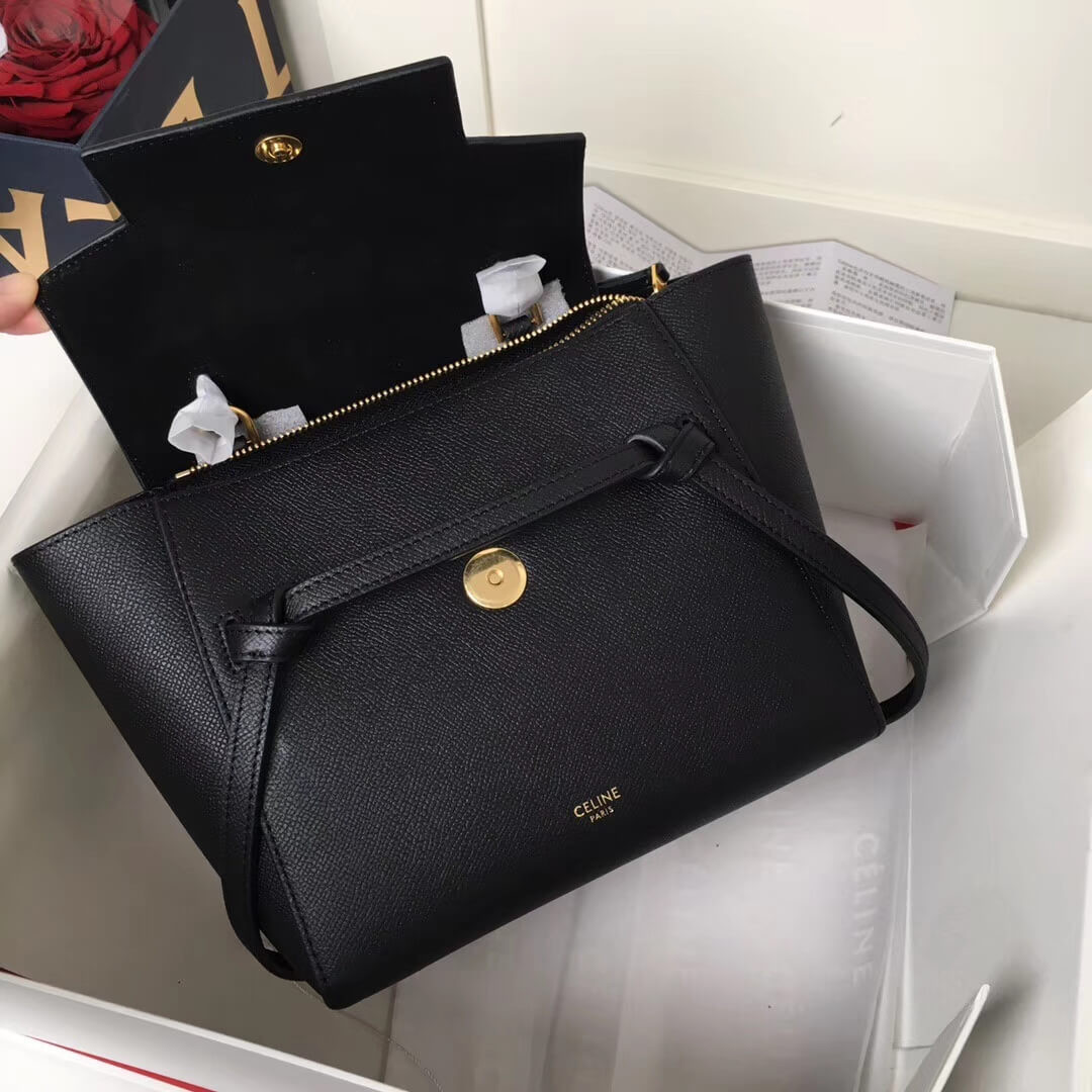 Celine Micro Belt Bag In Grained Calfskin 189153 Black