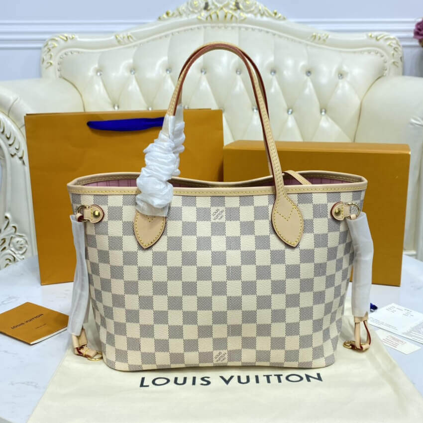 Louis Vuitton Damier Azur Neverfull PM N41362 Pink