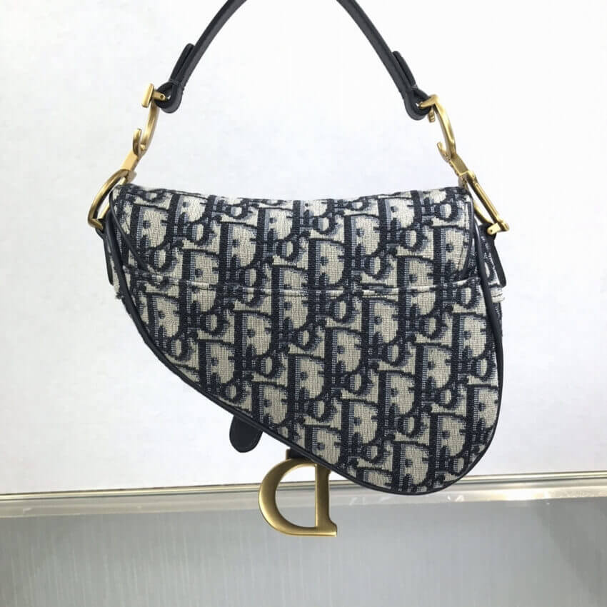 Dior Mini Saddle Bag Blue Oblique Jacquard M0447