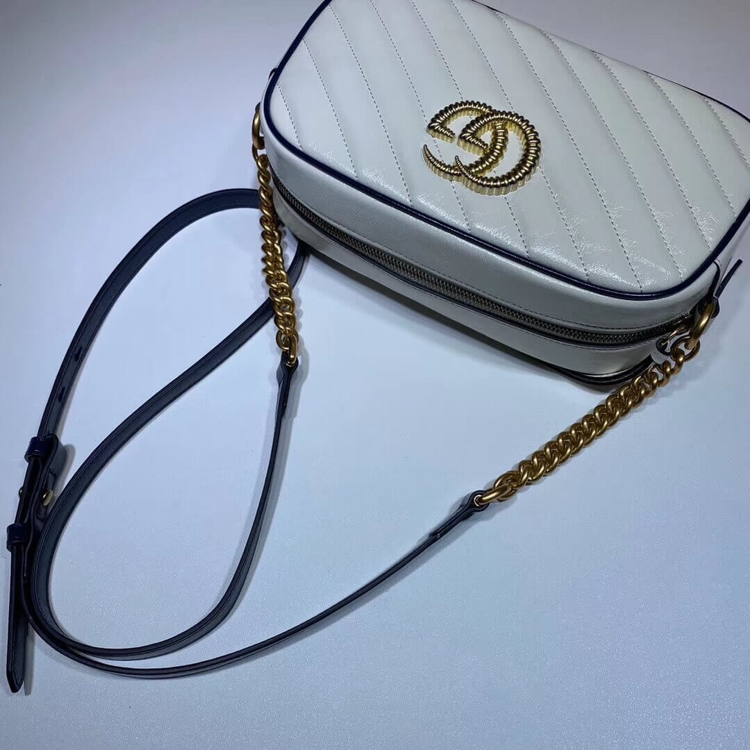 Gucci GG Marmont Small Shoulder Bag 447632 White