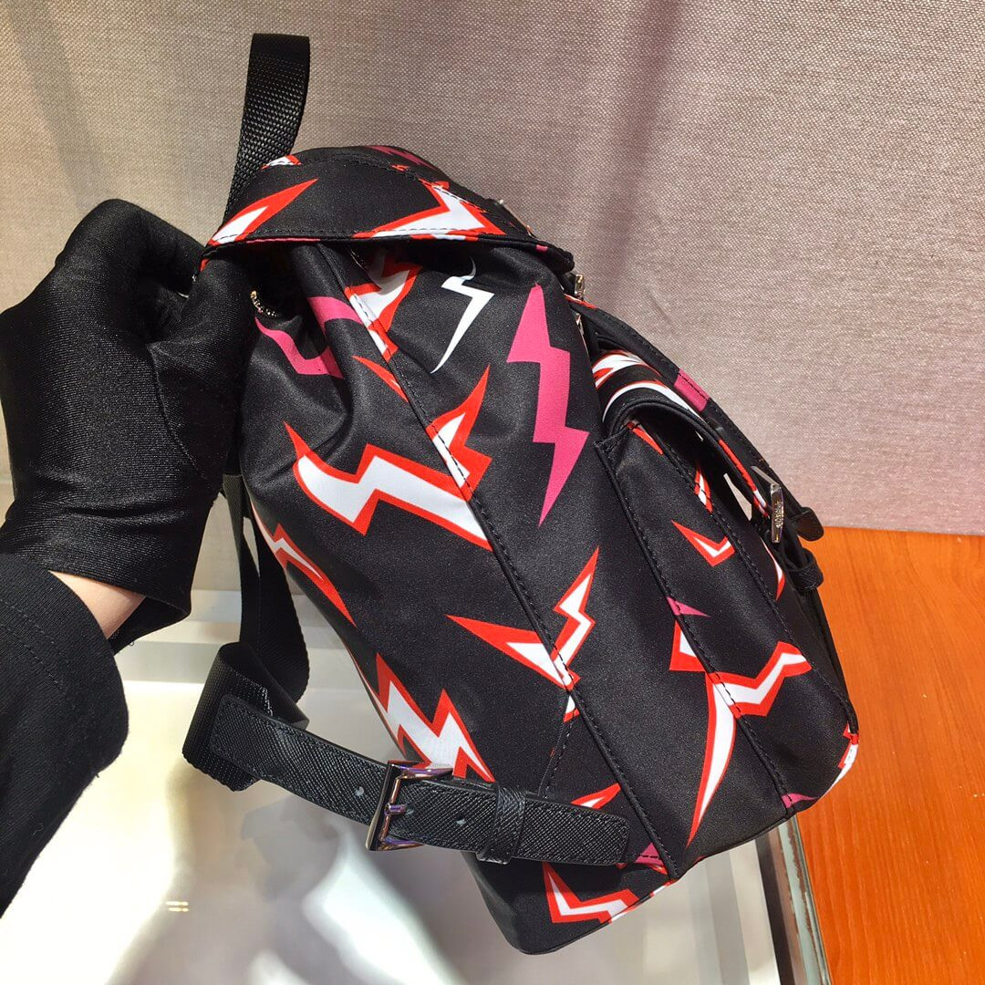 Prada Lightning Print Nylon Small Backpack 1BZ677