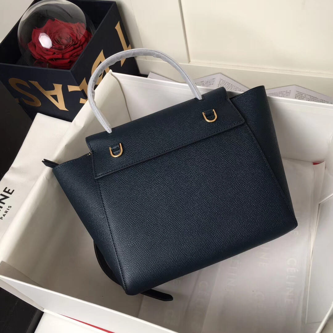 Celine Micro Belt Bag In Grained Calfskin 189153 Navy Blue