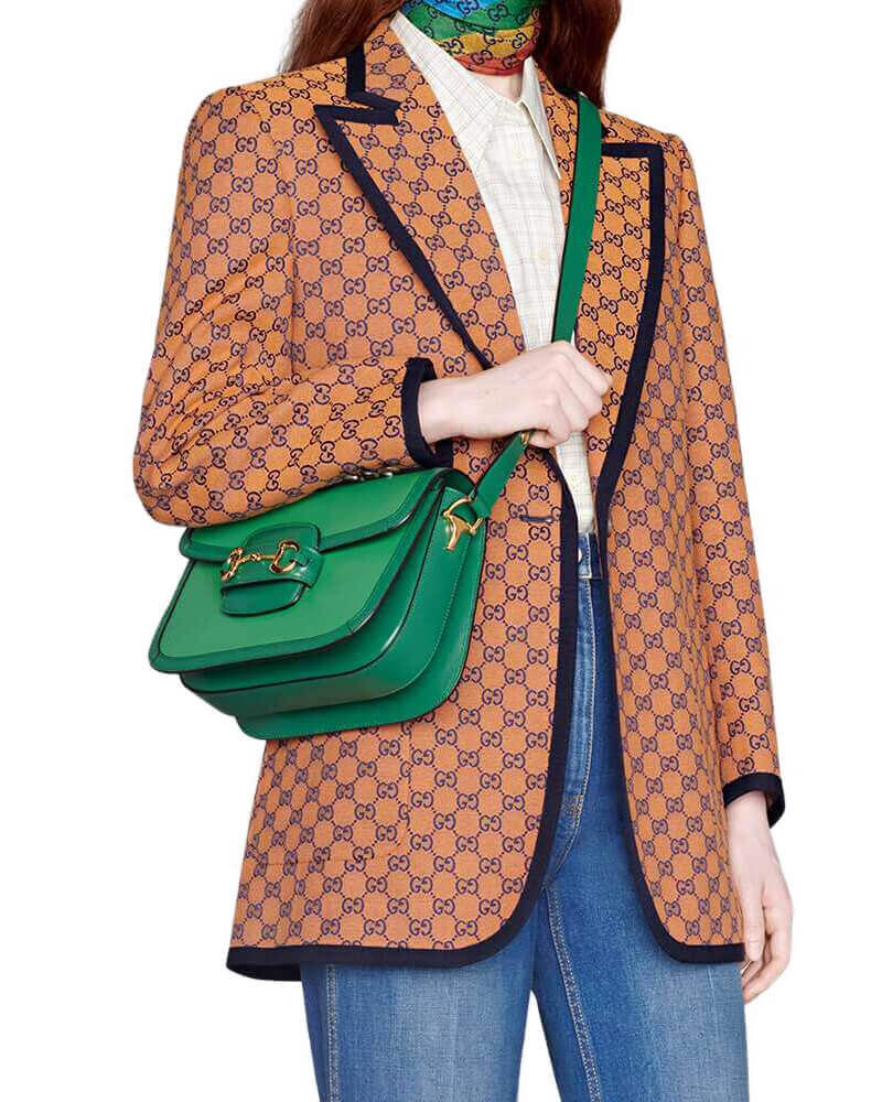 Gucci Horsebit 1955 Small Shoulder Bag 602204 Green Leather