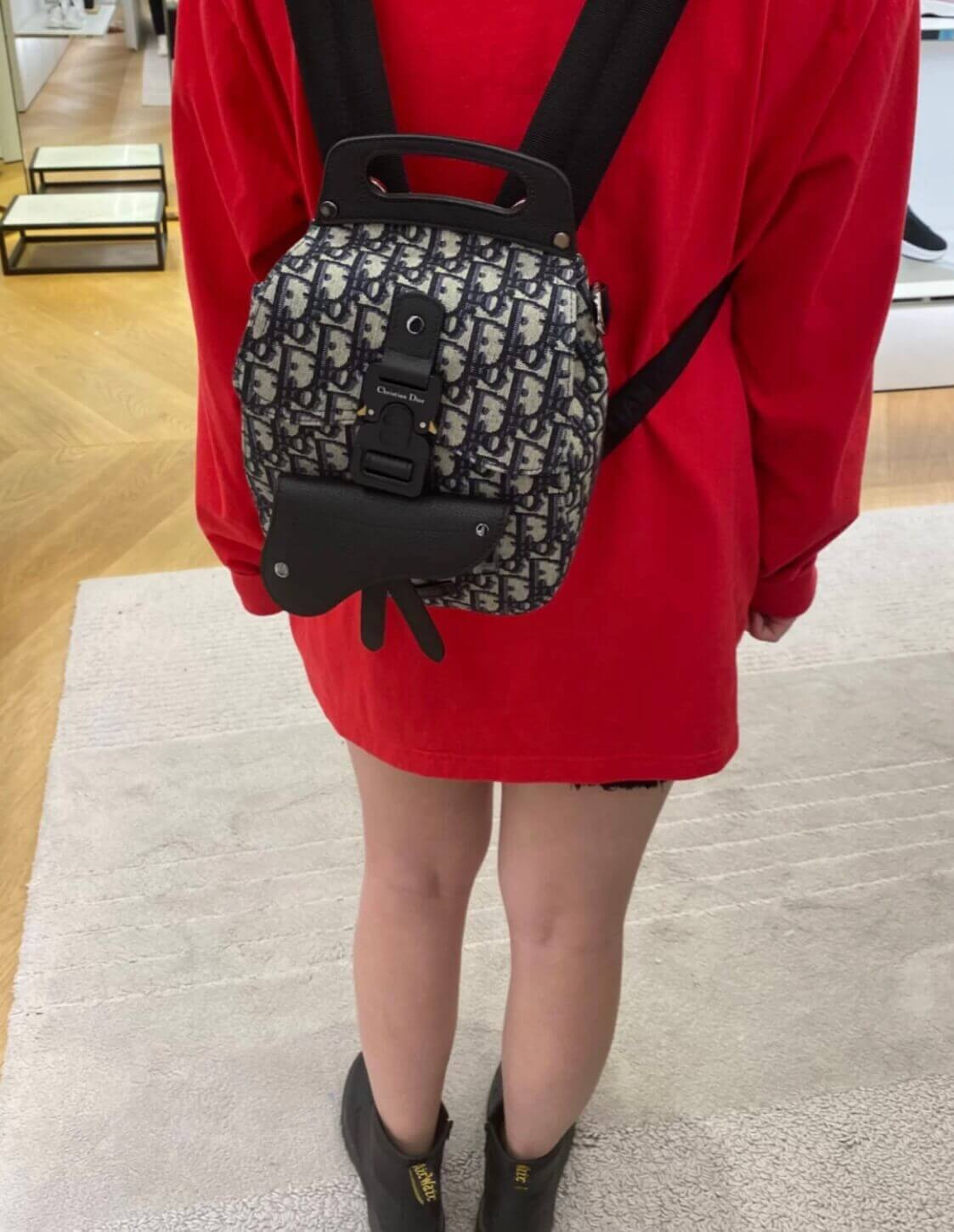 Christian Dior Mini Saddle Backpack Navy Blue Dior Oblique Jacquard 1AD086