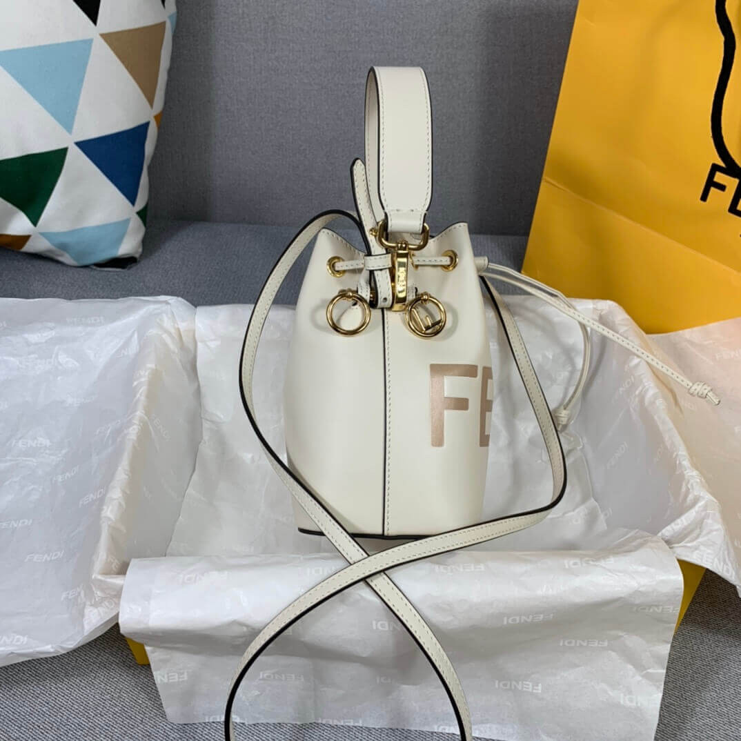 Fendi Mon Tresor Mini Logo-Print Leather Bucket Bag 8BS010
