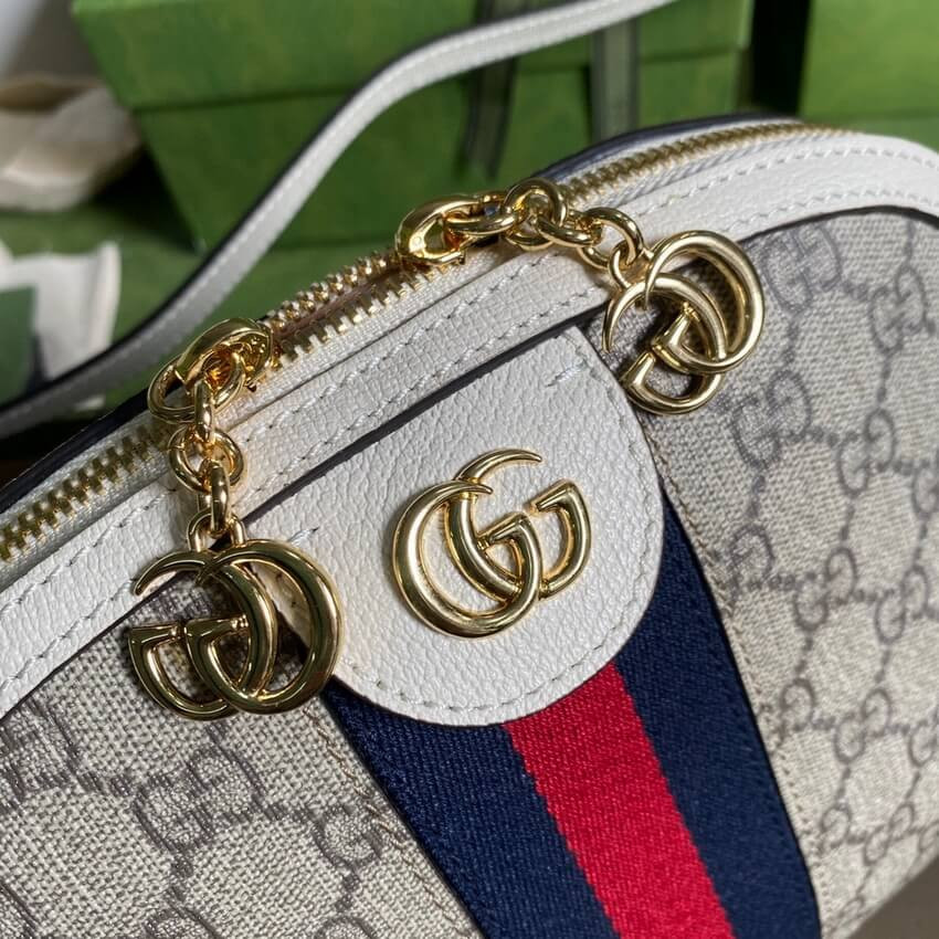 Gucci Ophidia GG Small Shoulder Bag in White GG Canvas