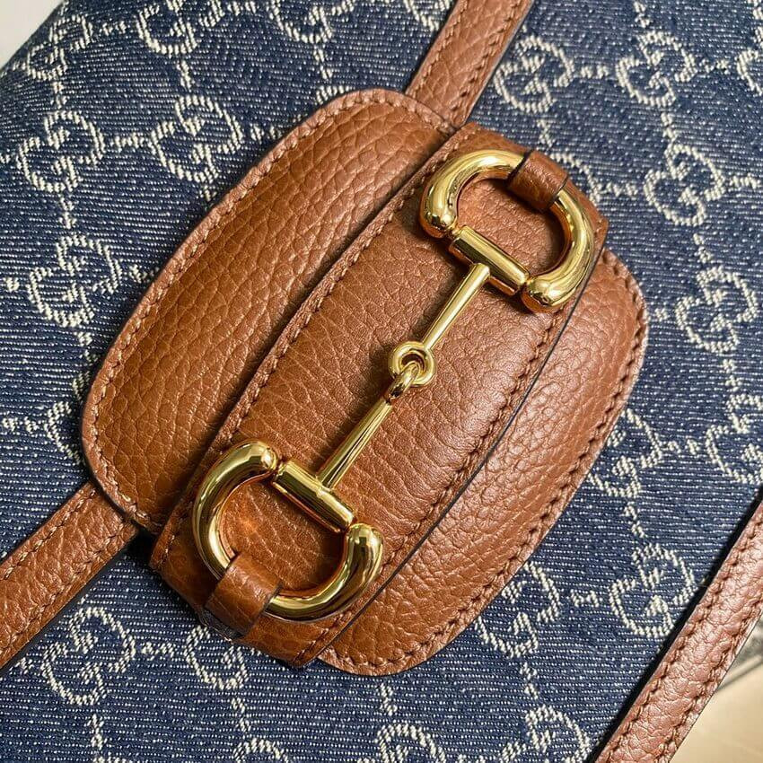 Gucci Horsebit 1955 Small Bag 602204 in Blue Denim