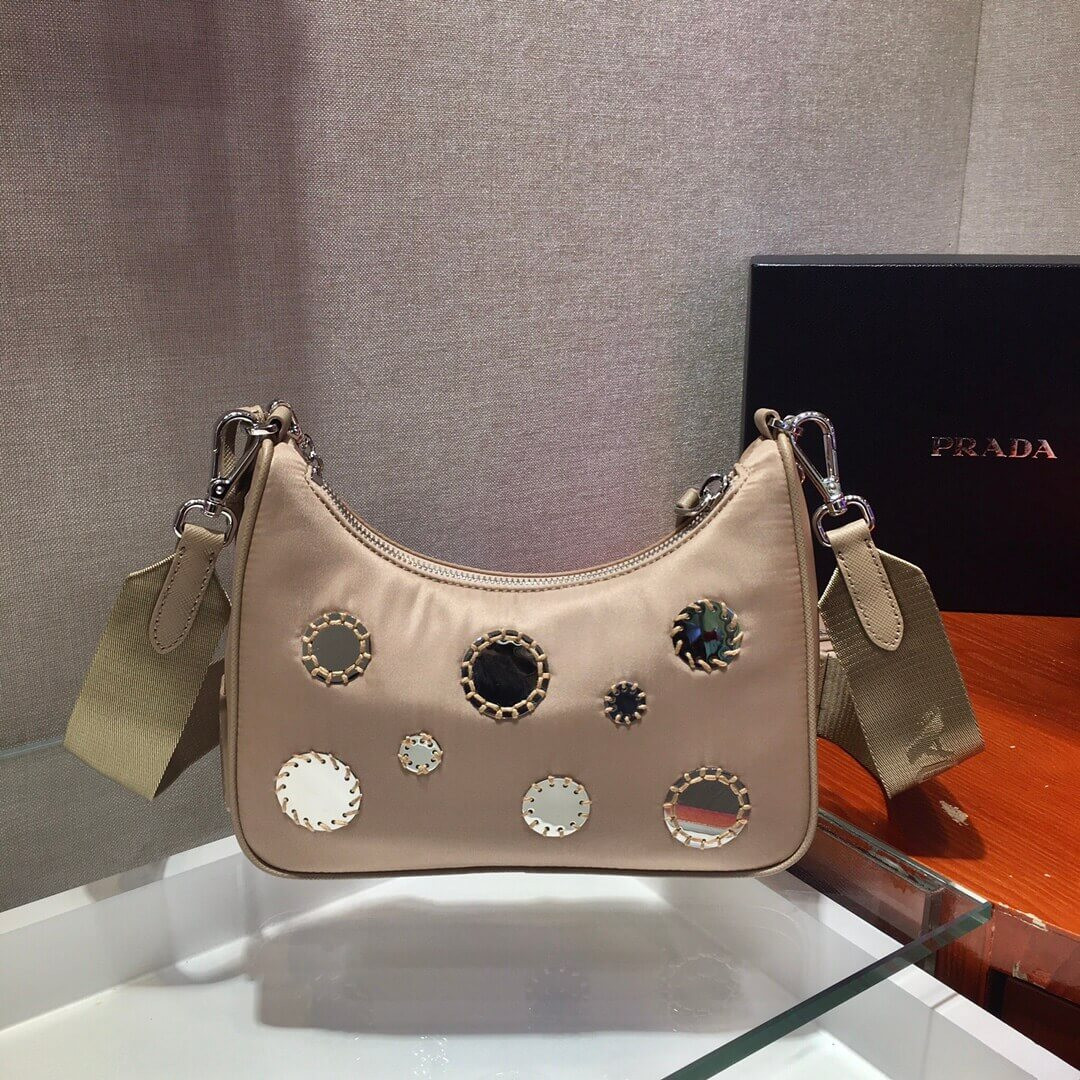 Prada Hobo Re Edition Embroidery Sequins Cross Body Bag 1BH204