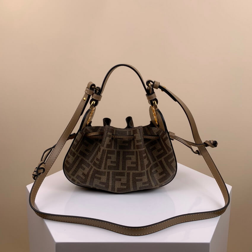 Fendi Pomodorino Brown FF Fabric Mini Bag 8BS059