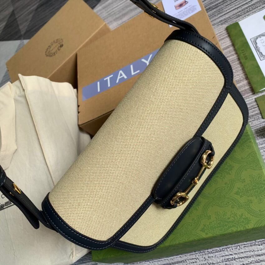 Gucci Horsebit 1955 Small Bag 602204 in Beige Canvas