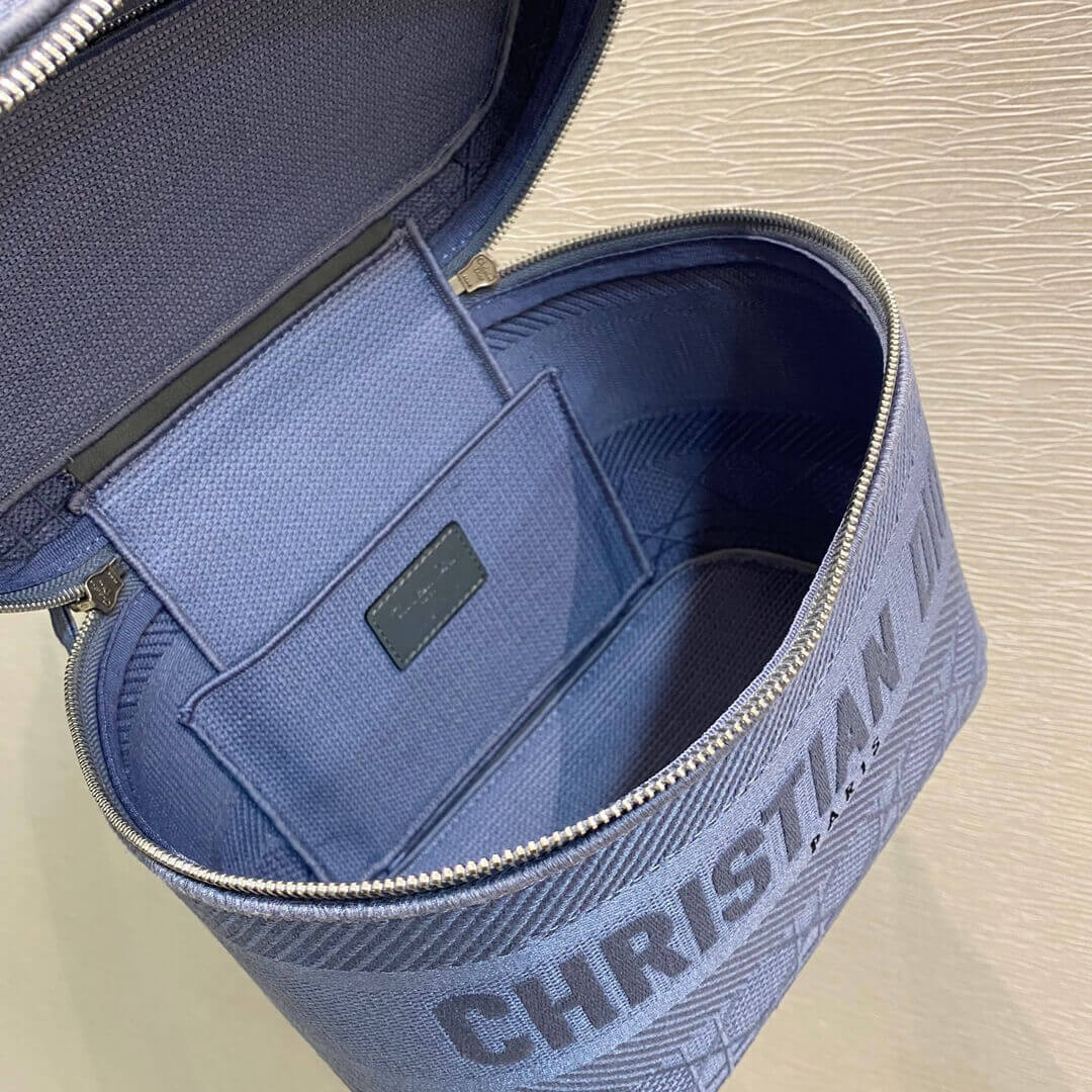 Dior Travel Vanity Case Denim Cannage Embroidery S5480