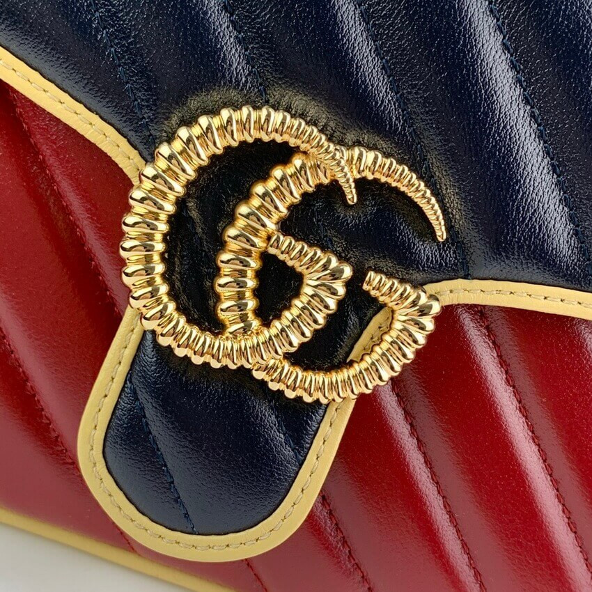 Gucci GG Marmont Mini Bag 583571 Blue and Red Leather
