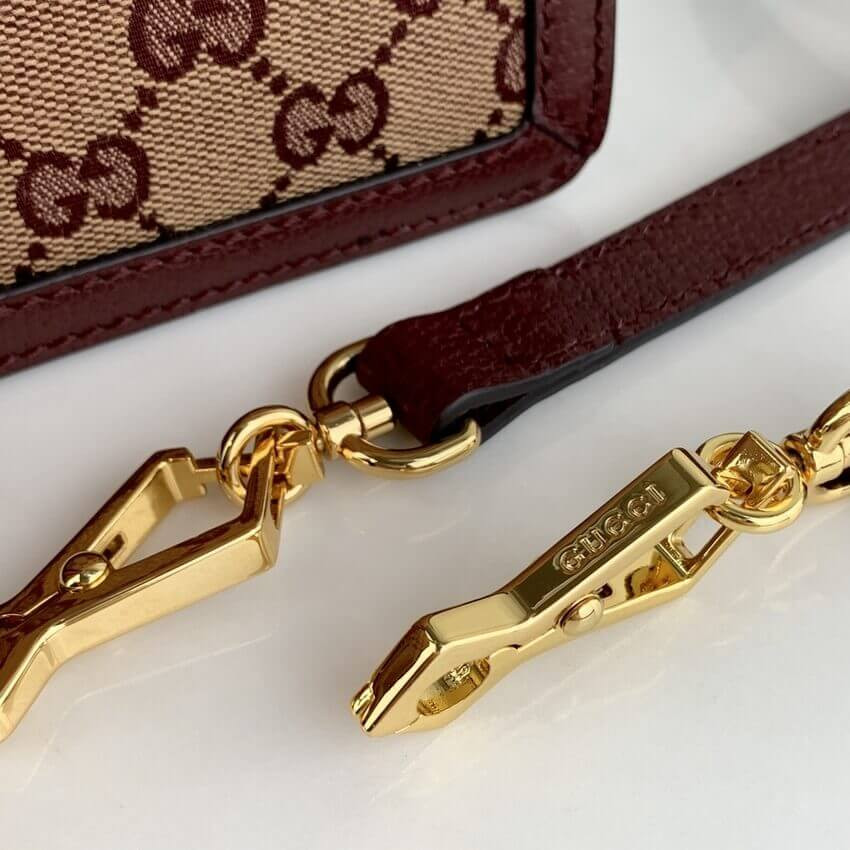 Gucci Ophidia Small Top Handle Bag With Web 651055 Burgundy