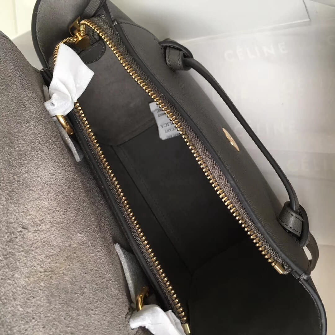 Celine Micro Belt Bag In Grained Calfskin 189153 Grey