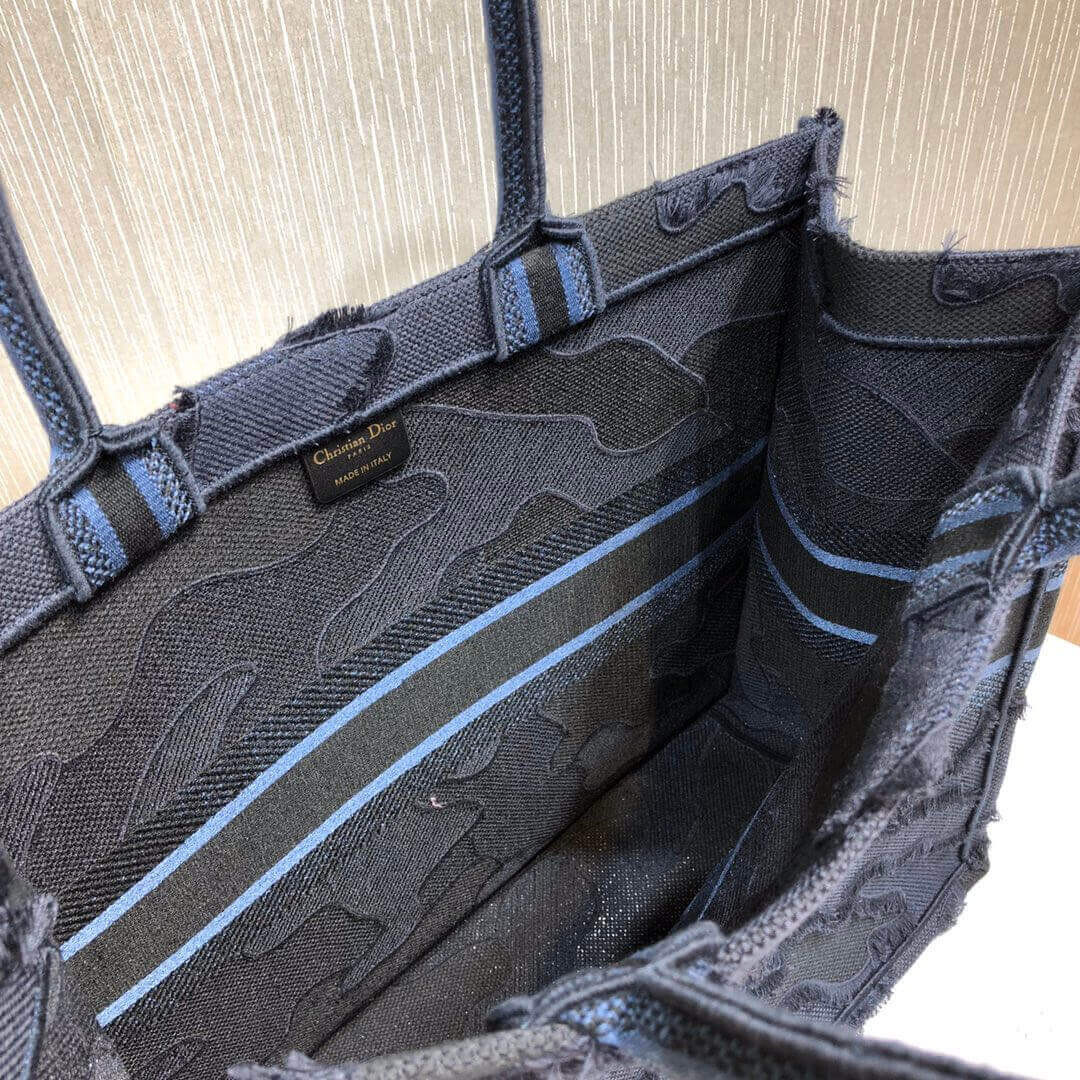 Christian Dior Book Tote Blue Camouflage Embroidery M1286