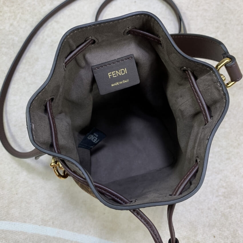 Fendi Mon Tresor Brown Leather Mini-Bag with FF Print 8BS010