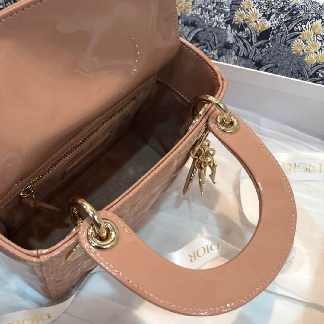Christian Dior Patent Calfskin Mini Lady Dior Bag M0505
