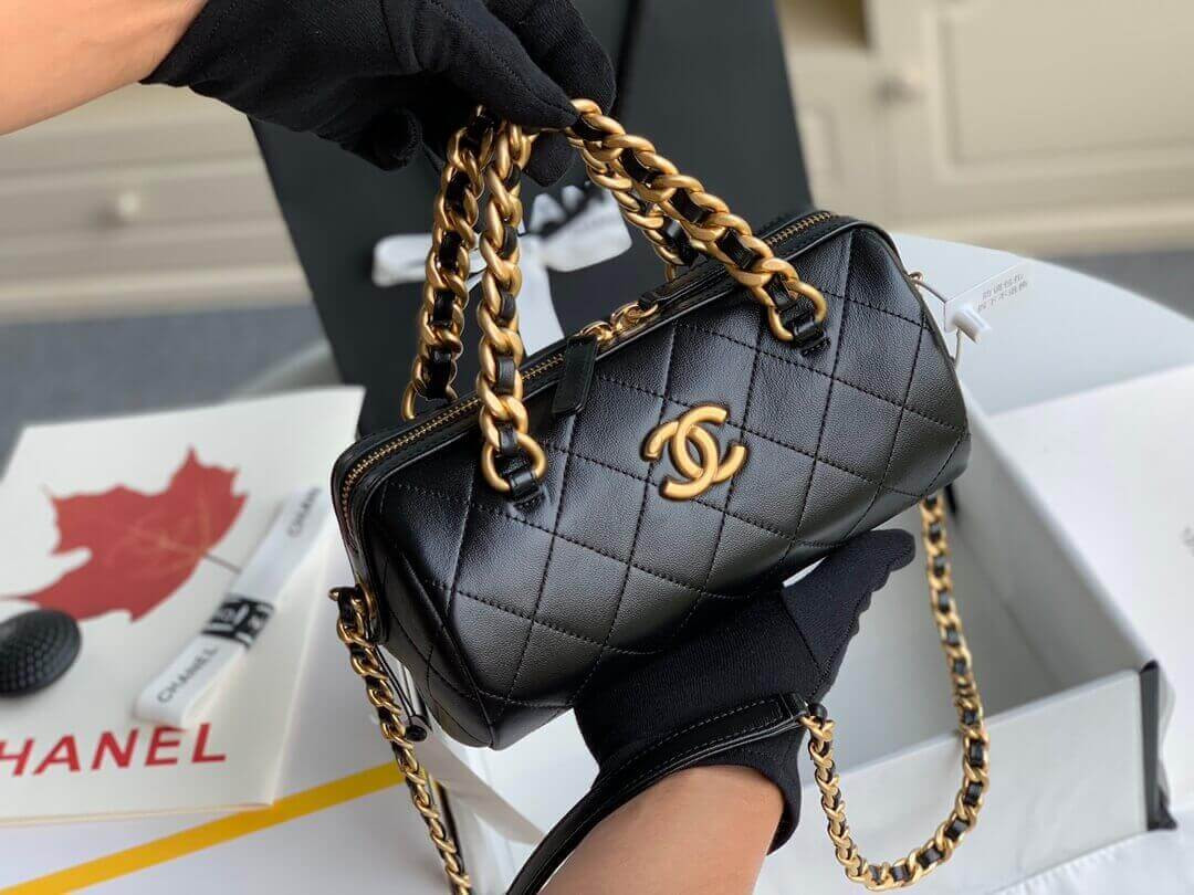 Chanel Shiny Lambskin Small Bowling Bag AS1899