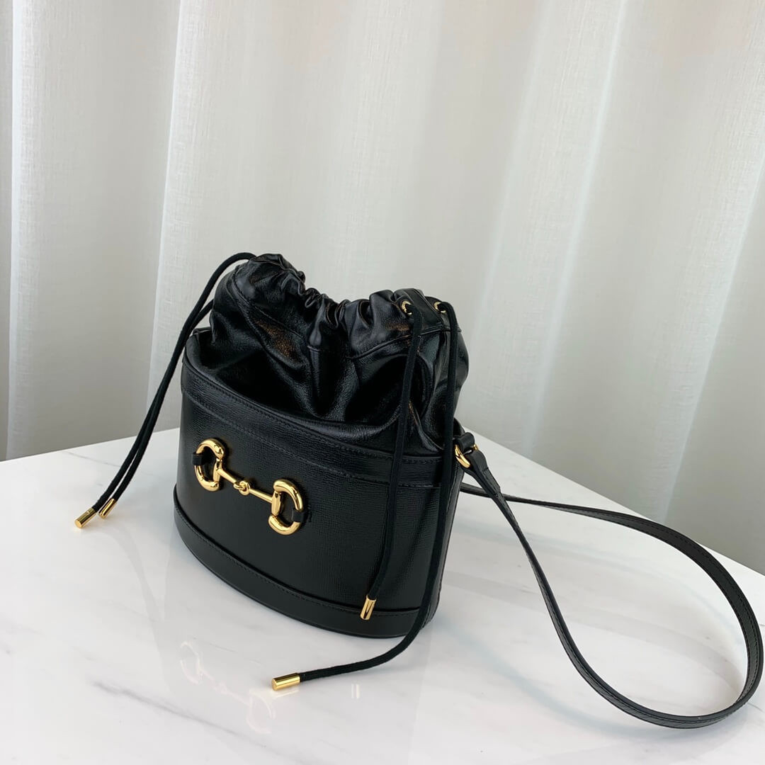 Gucci 1955 Horsebit Bucket Bag 602118 Black