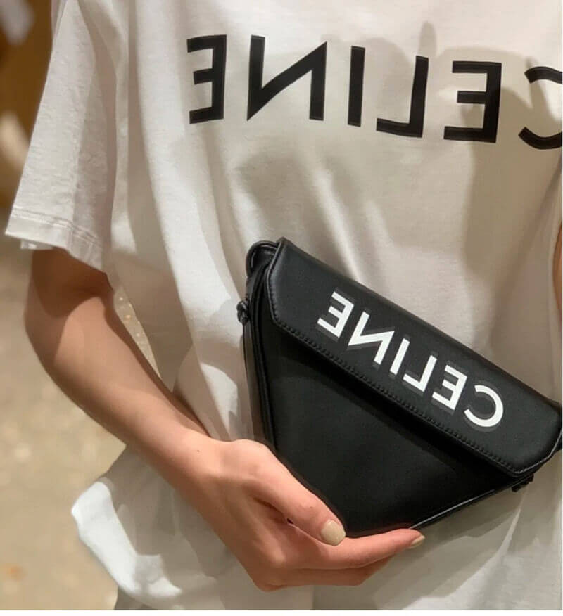 Celine Triangle Bag In Smooth Calfskin With Celine Print 195903