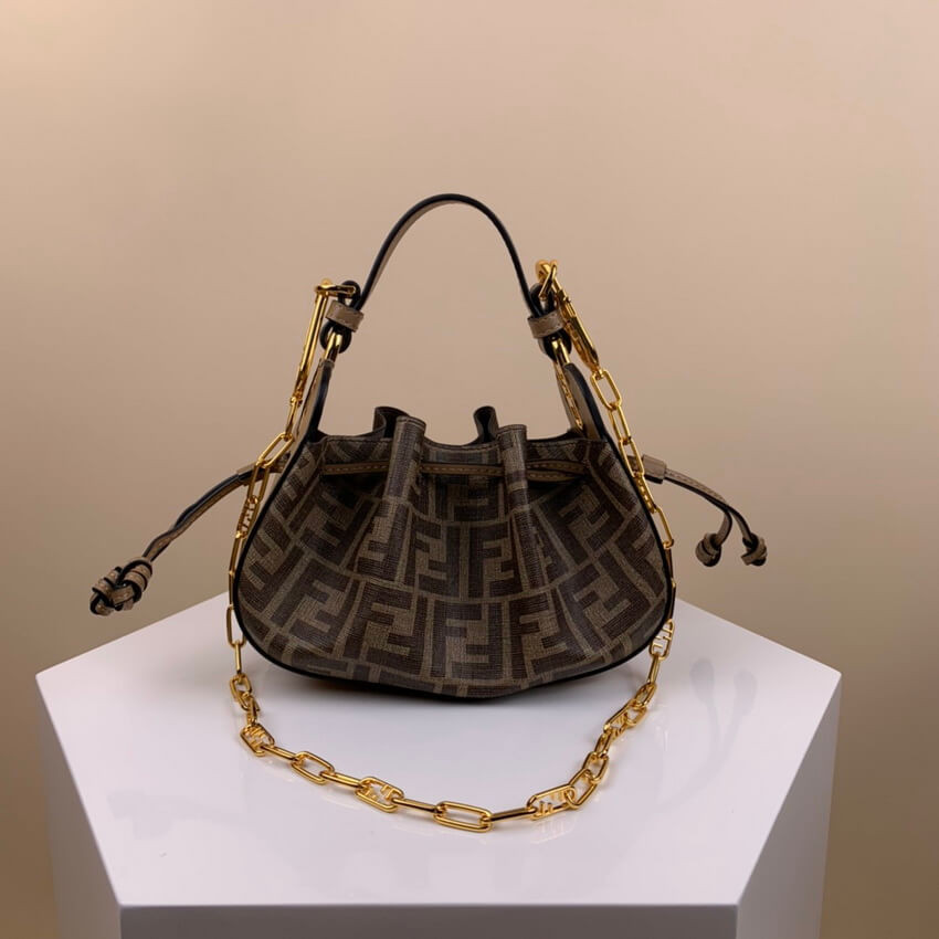 Fendi Pomodorino Brown FF Fabric Mini Bag 8BS059