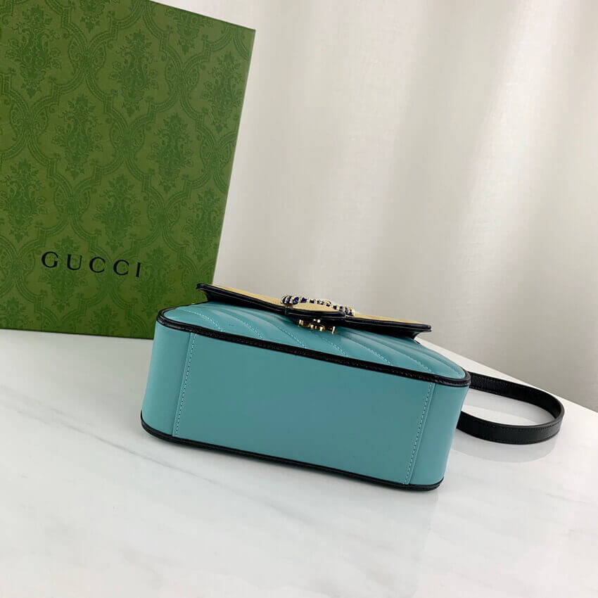 Gucci GG Marmont Mini Bag 583571 Butter and Pastel Blue Leather