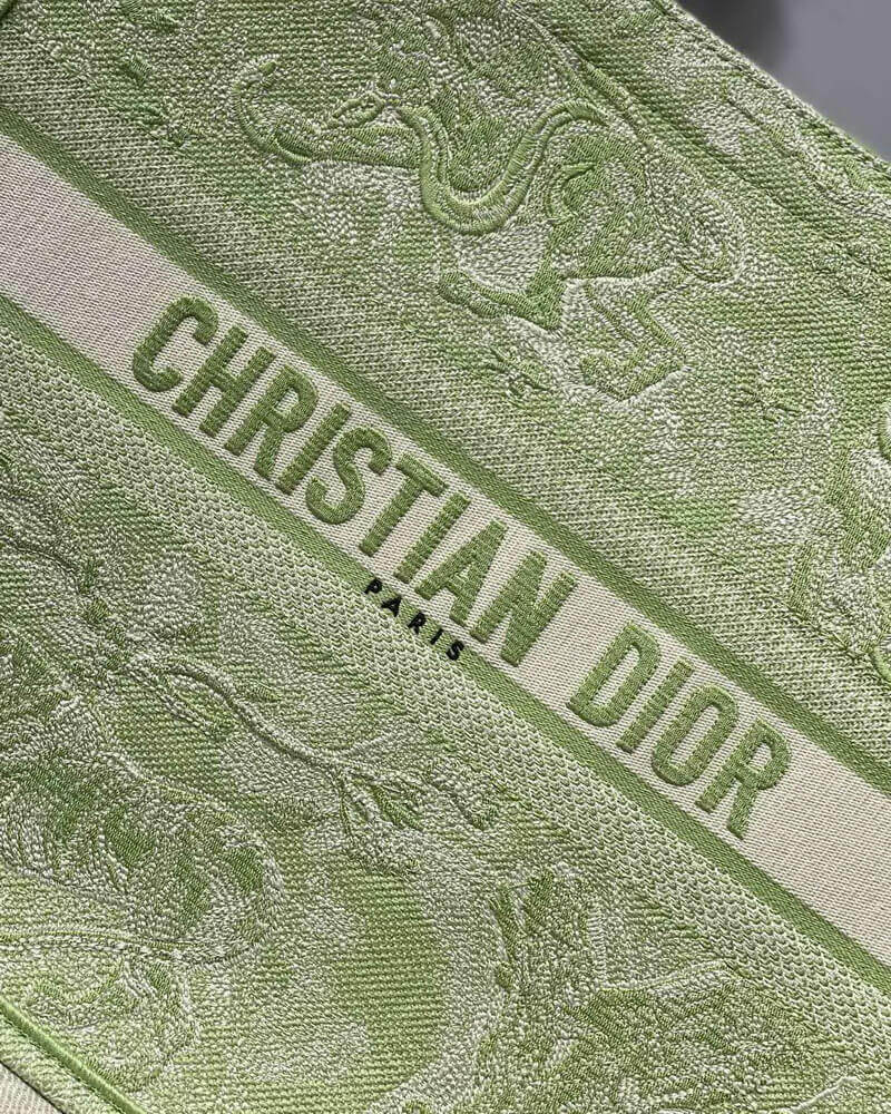 Dior Book Tote Lime Toile de Jouy Reverse Embroidery M1286