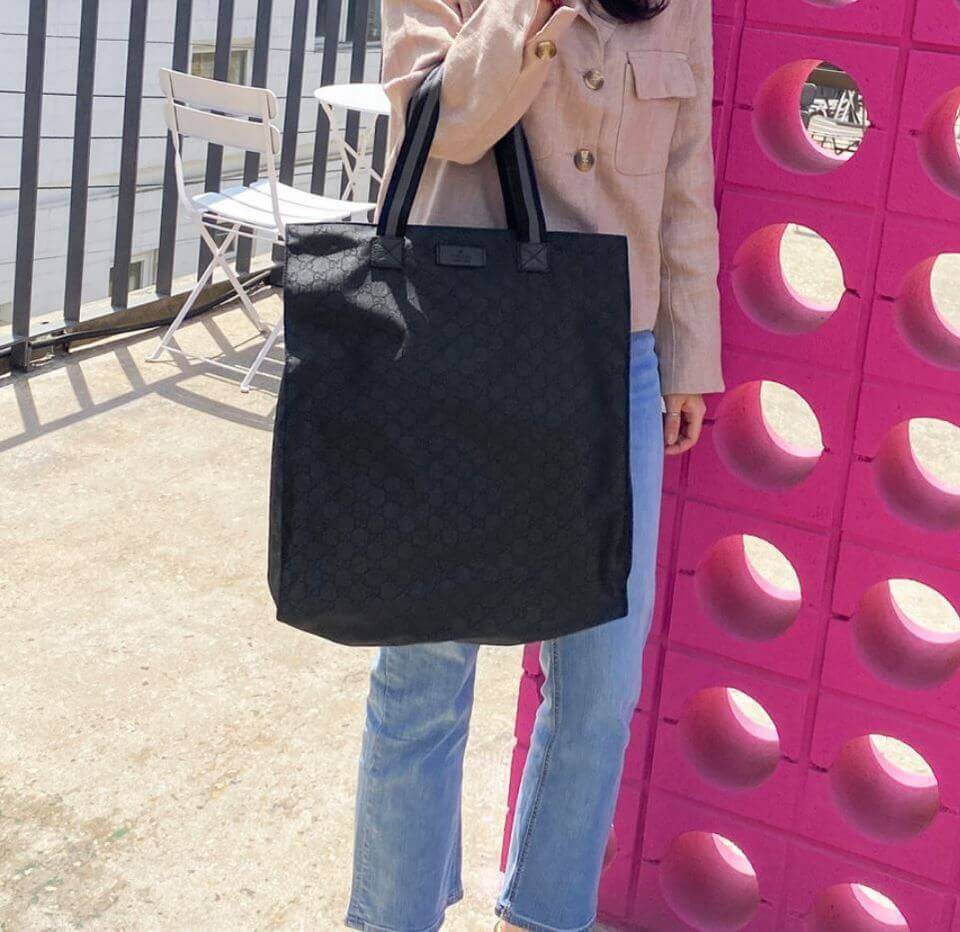 Gucci GG Guccissima Black Nylon Tall Tote Bag 449177
