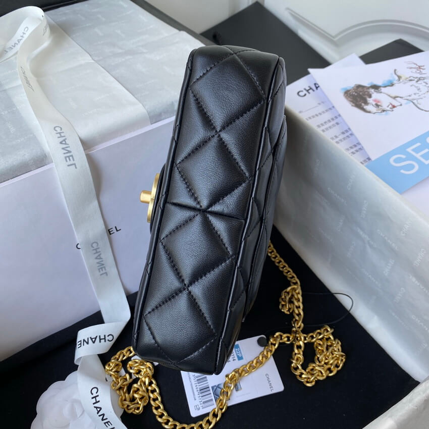 Chanel Small Flap Bag in Lambskin with Enamel CC AS3114