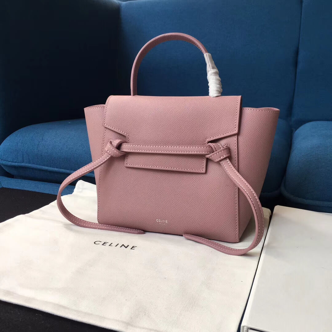 Celine Micro Belt Bag In Grained Calfskin 189153 Pink