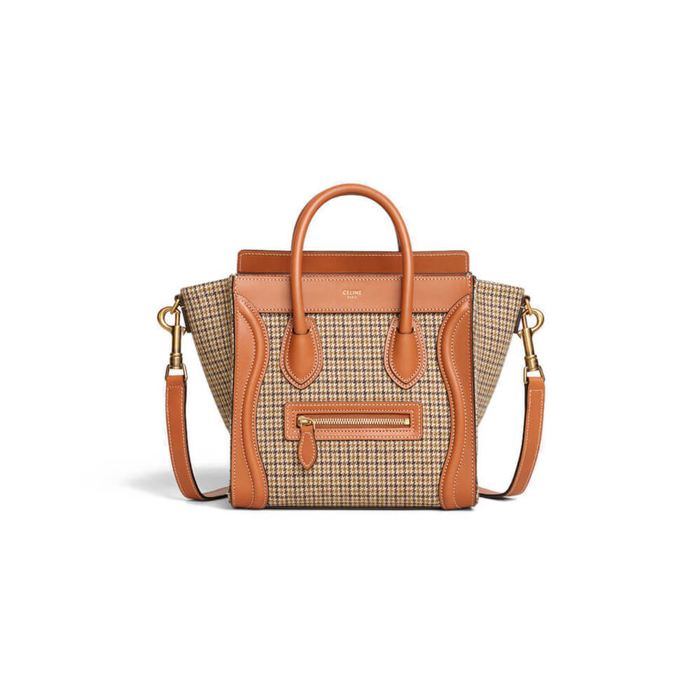 Celine Nano Luggage Bag In Tweed And Smooth Calfskin 189242