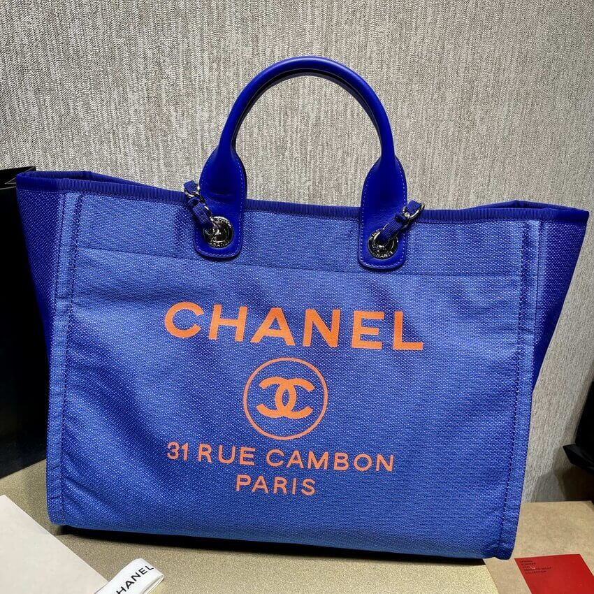 Chanel 21S Deauville Blue Orange Large Shopping Bag A66941