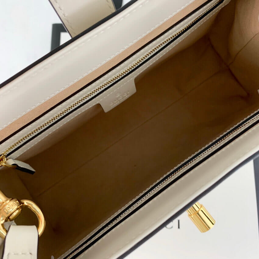 Gucci Jackie 1961 Medium Tote Bag in White Leather 649016