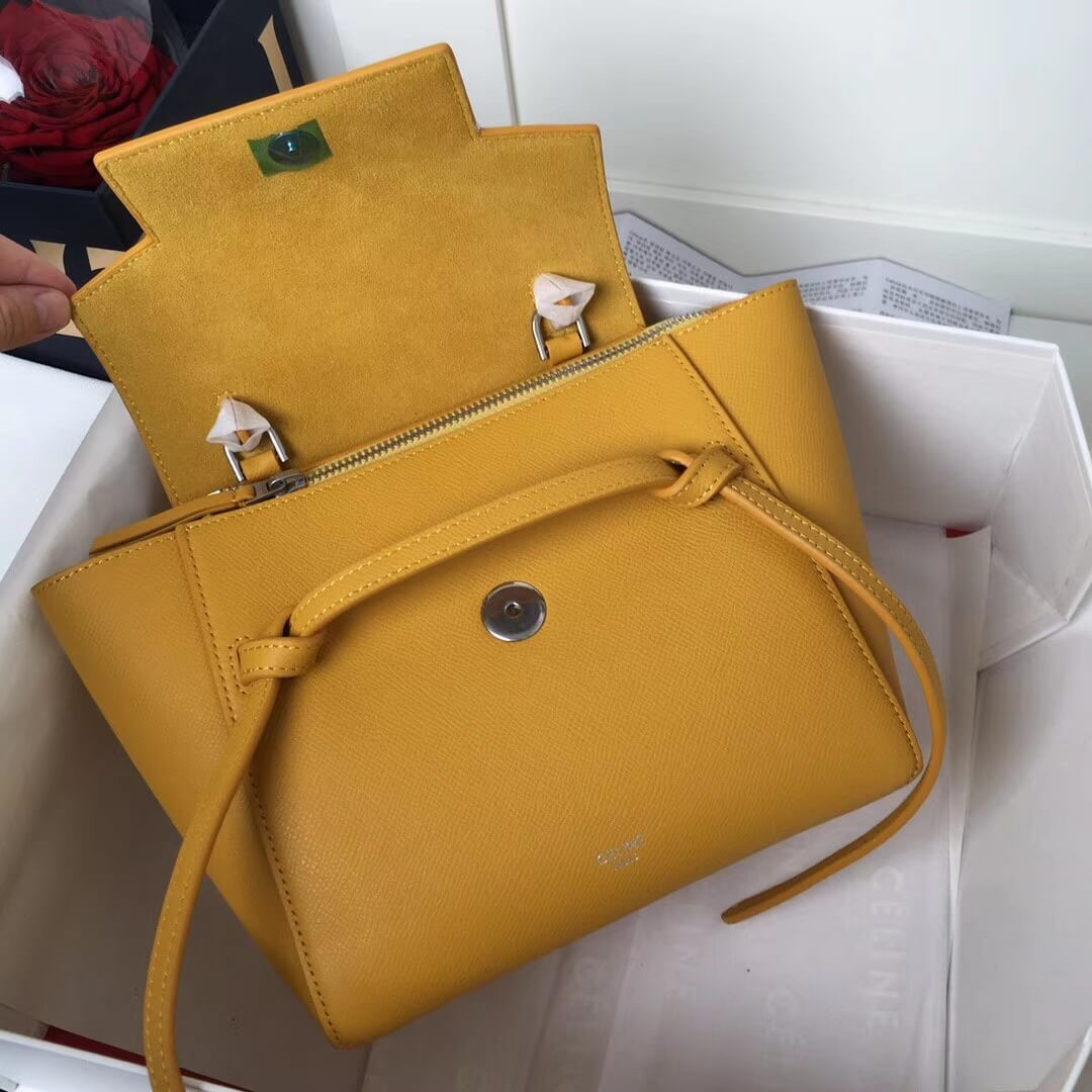 Celine Micro Belt Bag In Grained Calfskin 189153 Yellow