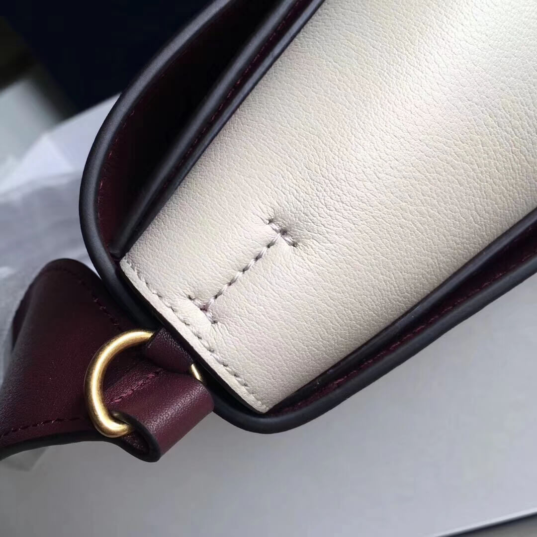 Celine Frame Medium Shoulder Bag 180263 Burgundy/White