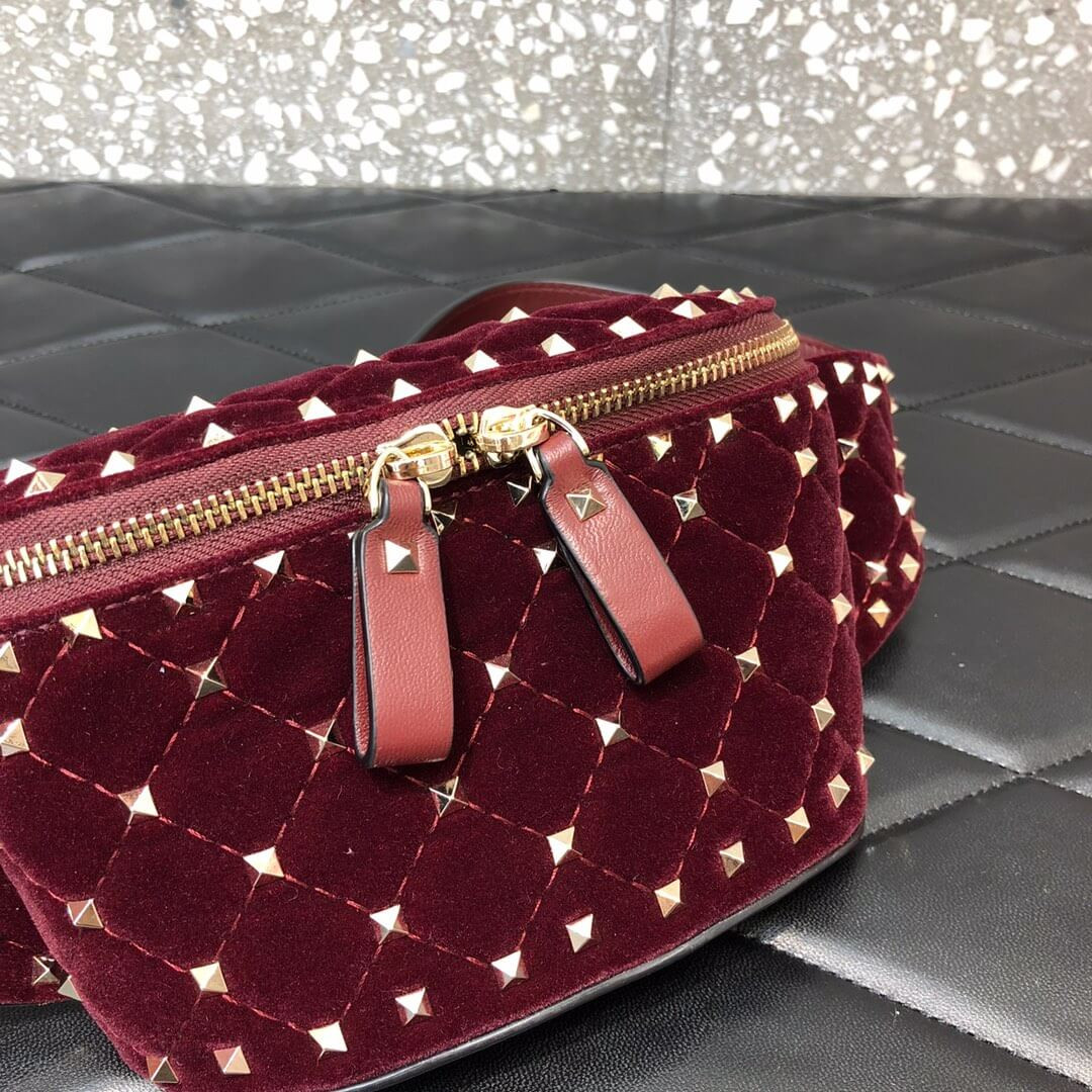Valentino Garavani Velvet Rockstud Spike Belt Bag 0620R