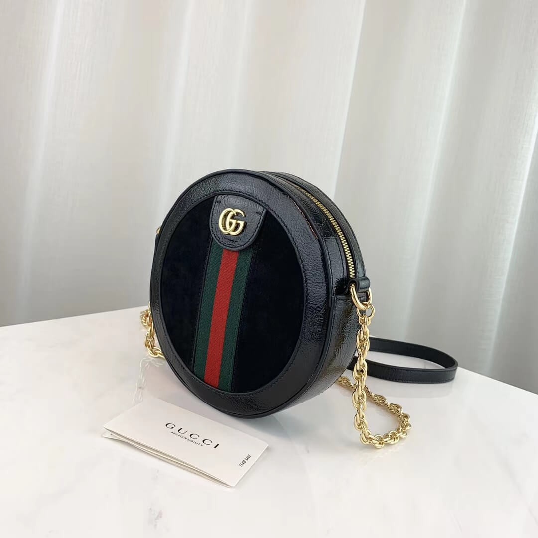 Gucci Suede Ophidia Mini Round Shoulder Bag 550618
