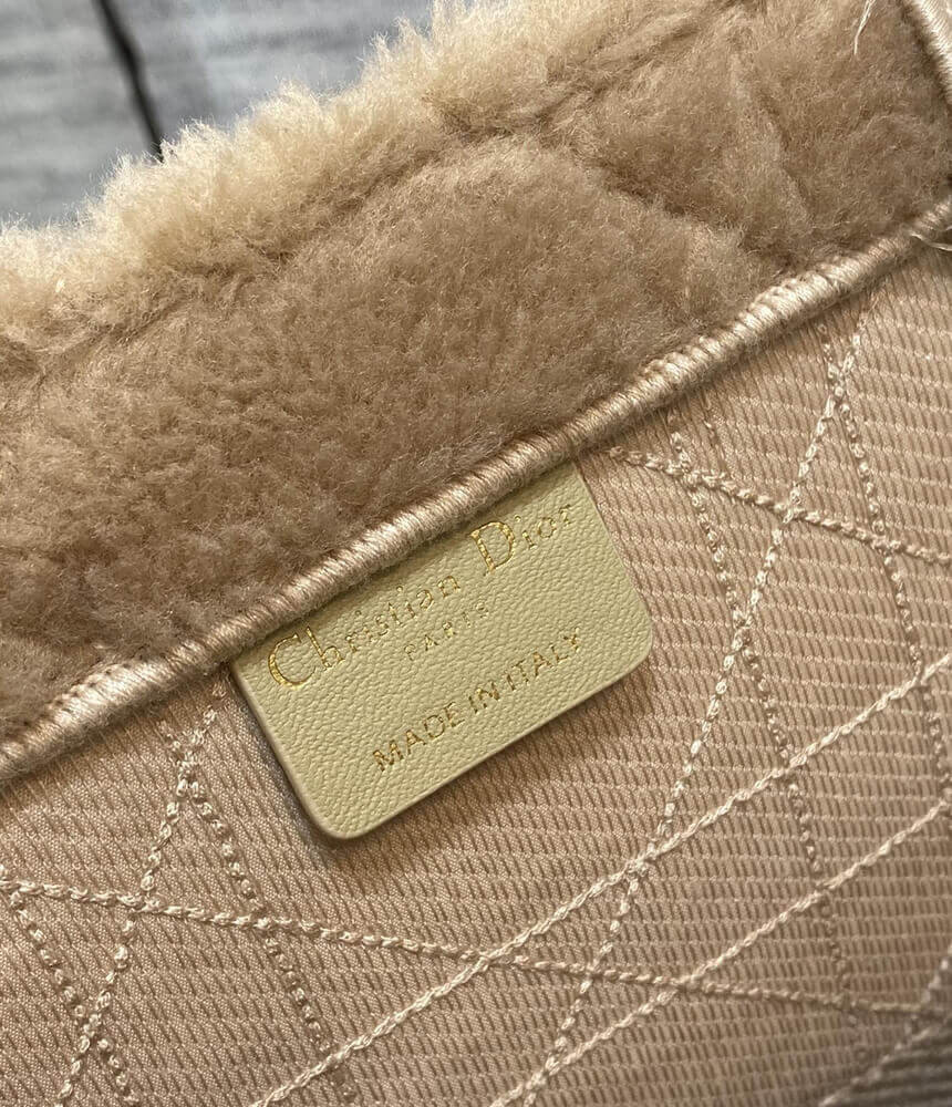 Christian Dior Large Book Tote Beige Cannage Shearling M1286