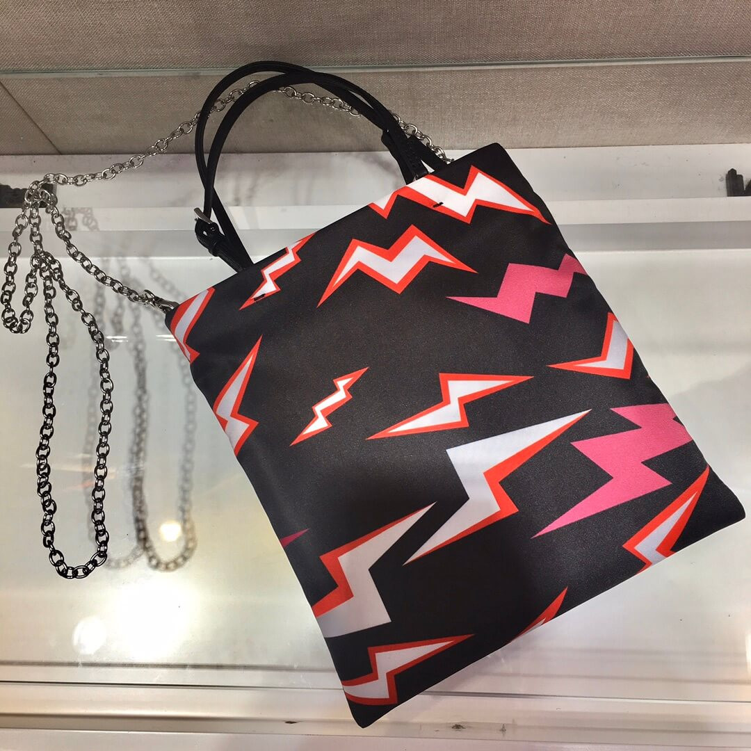 Prada Lightning Print Nylon Handbag 1BA252