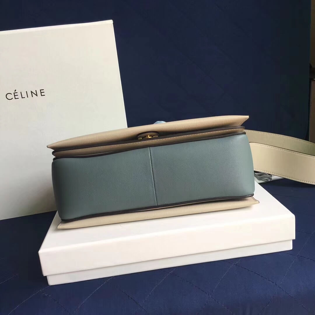 Celine Frame Medium Shoulder Bag 180263 White/Light Blue