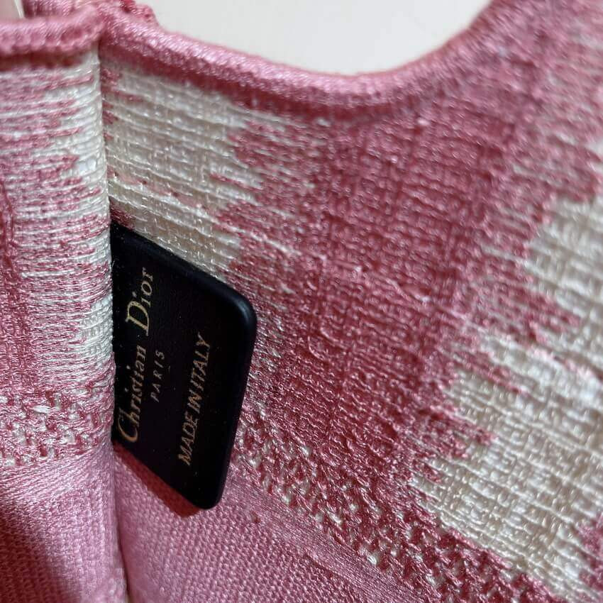 Christian Dior Mini Book Tote Pink D-Stripes Embroidery S5475